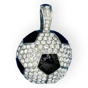 Vintage Silver Black Crystal Pendant Medium